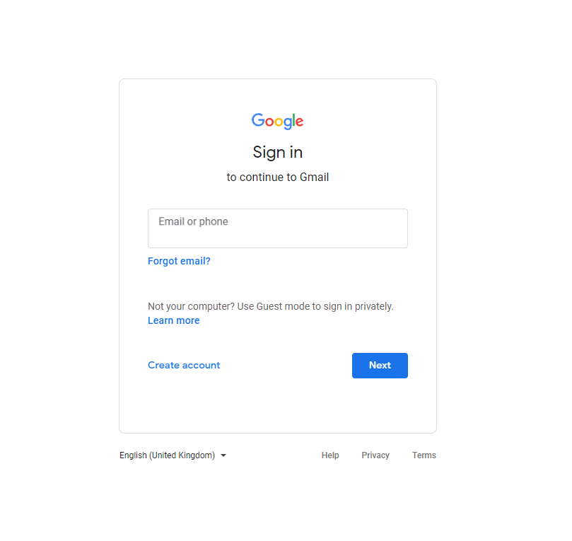 Sign in to your gmail account